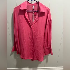 NWT Glam brand satin style oversized button up.